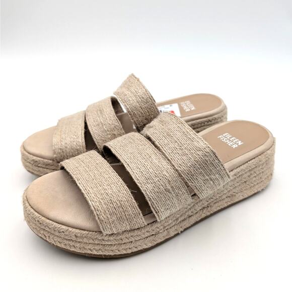 Eileen Fisher Mayla Jute Wedge Espadrille Sandal Women's Natural Size US6.5 EU37 - Picture 1 of 11